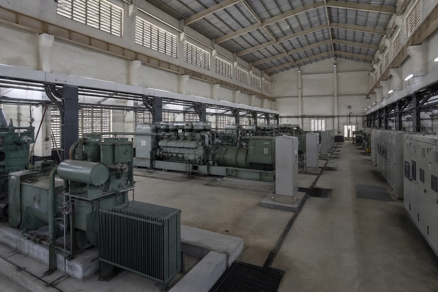 Power house equipment including gensets and switchgear