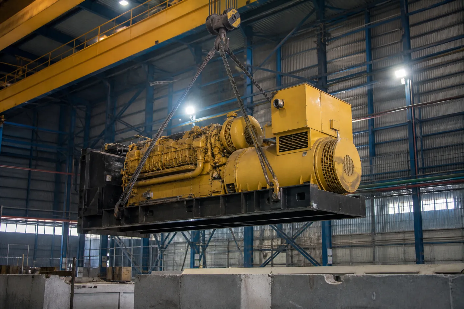 Industrial lifting of heavy equipment at a plant site